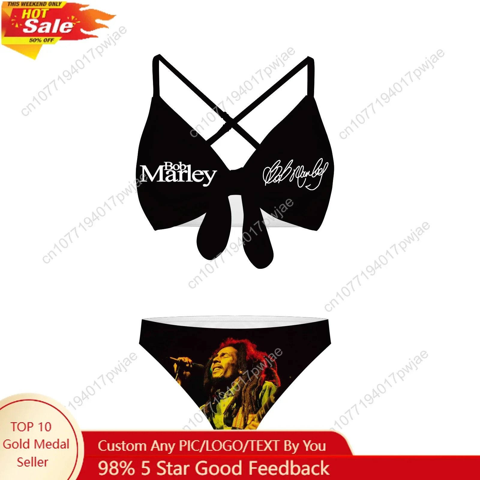 Bob Marley Jamaica Singer Bathing Suits Cross Strap Suspenders Swimsuits Womens Bikini Pool Beach Swimwear Customized Beachwear