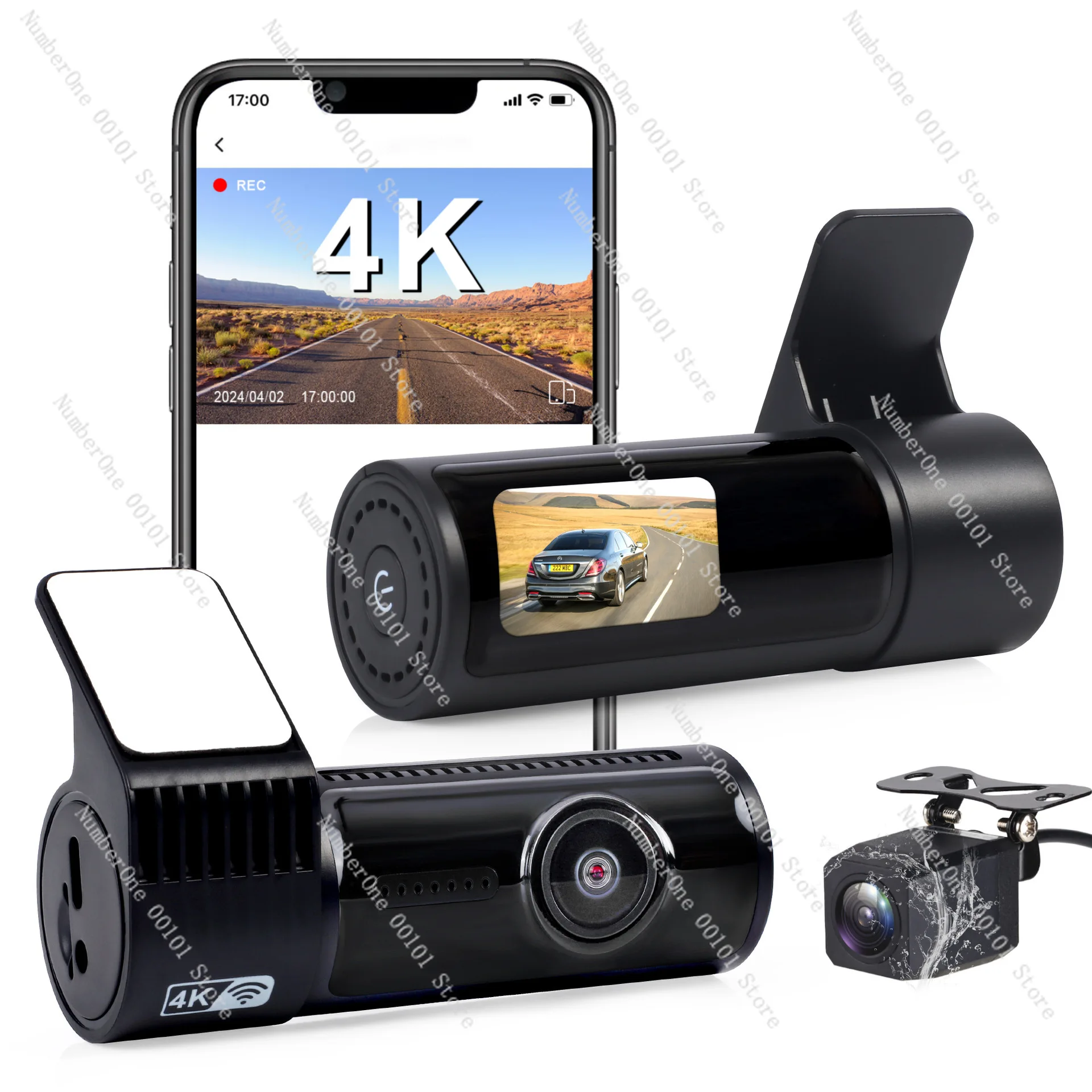 

Видеорегистратор 4K с двойной записью: передняя камера 4K, задняя камера 1080P