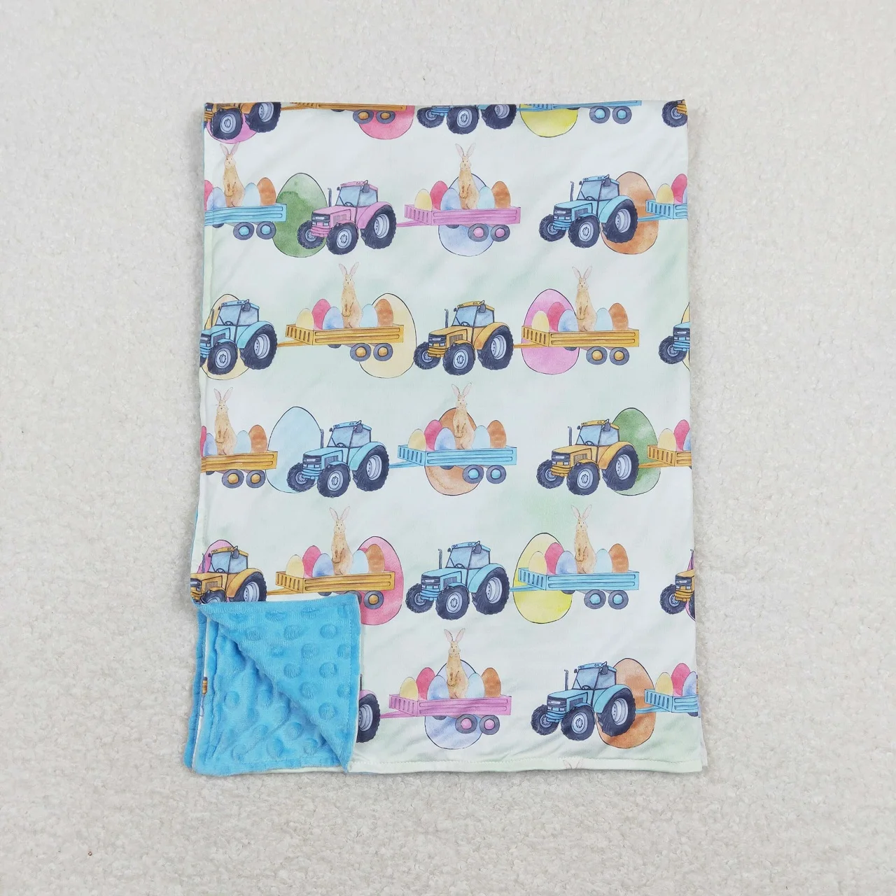 Groothandel Boetiek Kids Easter Eggs Konijnen Tractoren Beddengoed Fleece Kinderen Dunne Quilt Peuter Baby Boy Girl Flanel Deken