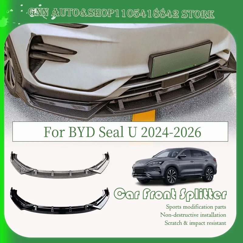 Car Front Bumper Split Lip For BYD Seal U Sealion 6 EV DMI 2023-2026 Modification Splitter Bumper Reinforcement Decoration Parts