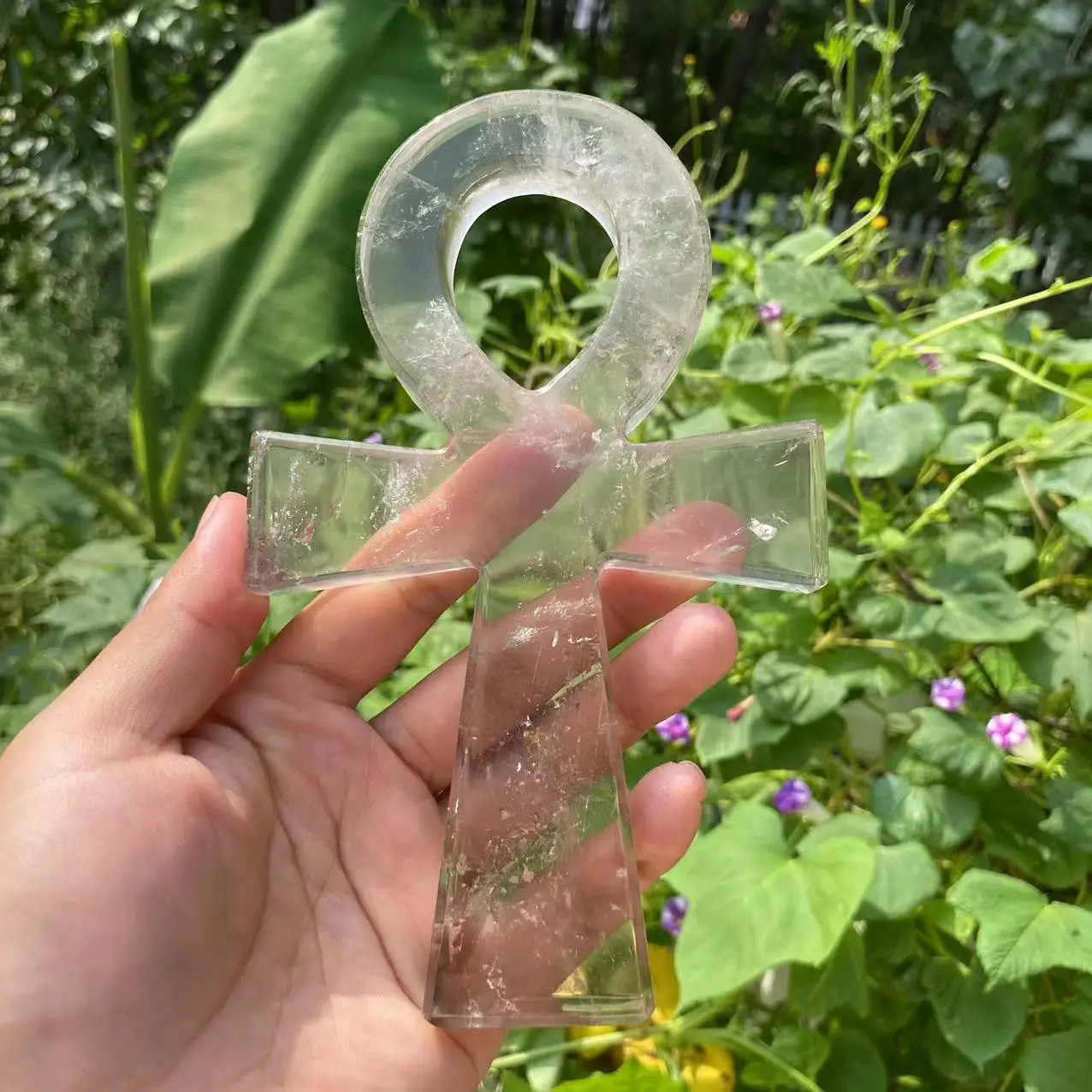 

One Piece Hand Carved 17cm Natural Smoky Quartz Crystal Anka Big Ankh Cross Healing Ornament For Home Decor