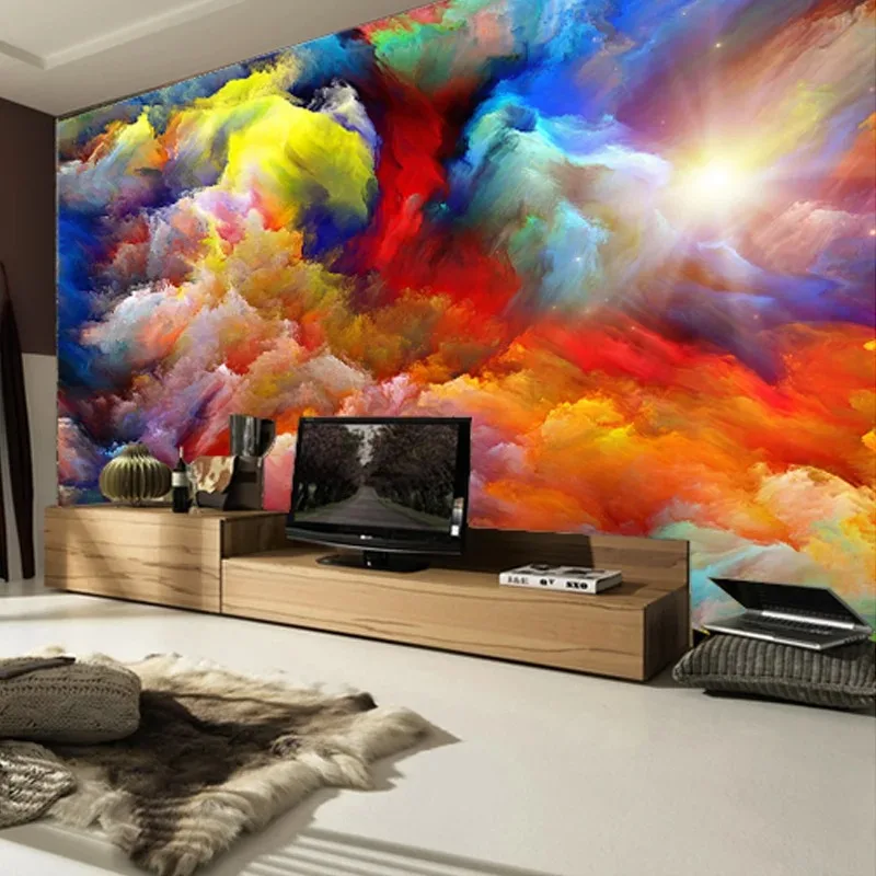 Modern 3D Colorful Clouds Abstract Landscape Wallpaper Photo Mural Wall Covering for Living Room Bedroom TV Background Wall Art