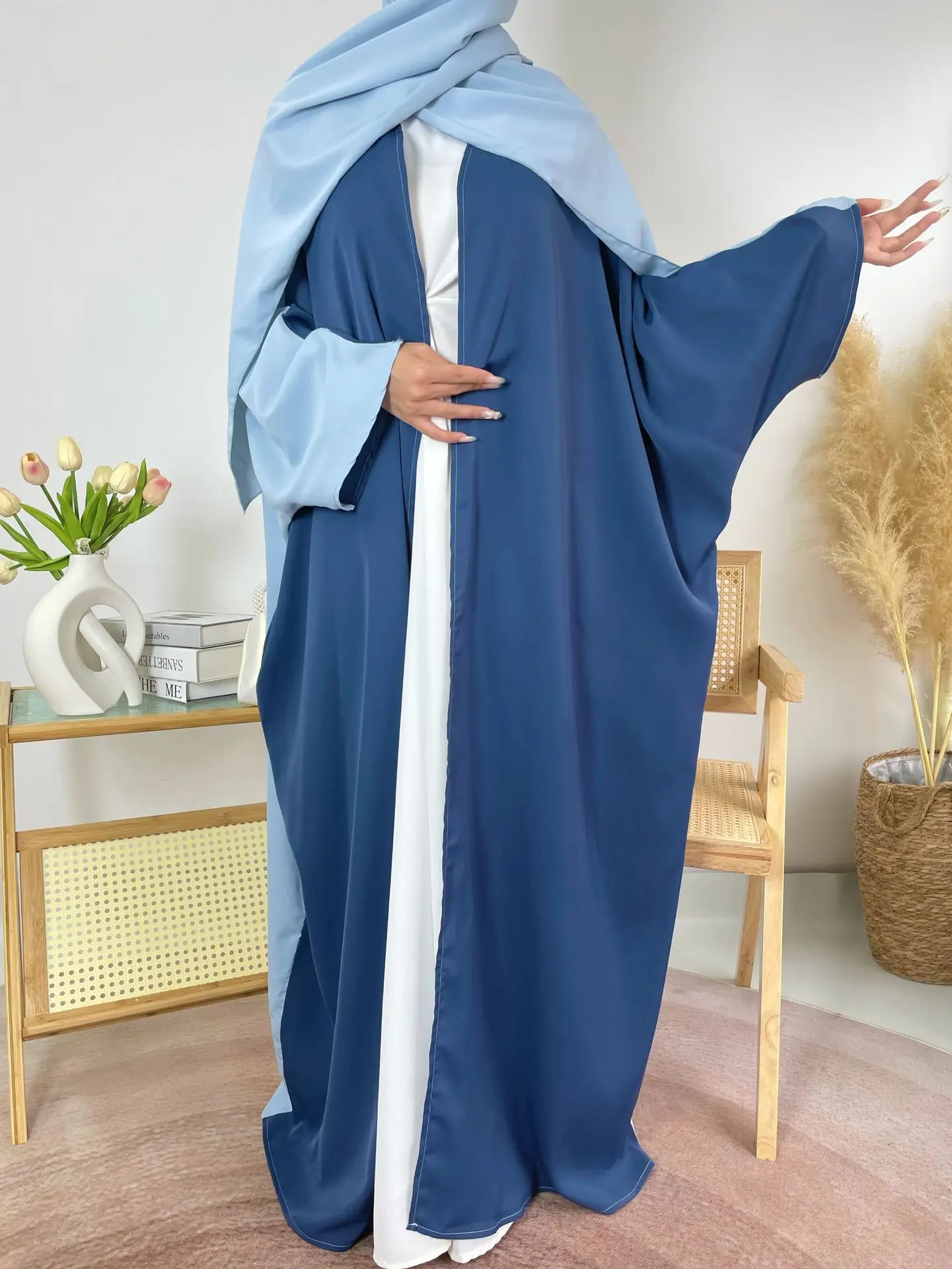 

2025 Ramadan Dubai Open Kimono Abaya Cardigan Islam Muslim Dress for Women Kebaya Robe Musulmane Femme Jalabiya Eid Kaftan Gown