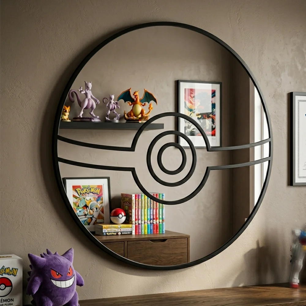 Accessories For Your Gaming Room - Cartoon Pokeball Mirror | Pokemon Anime