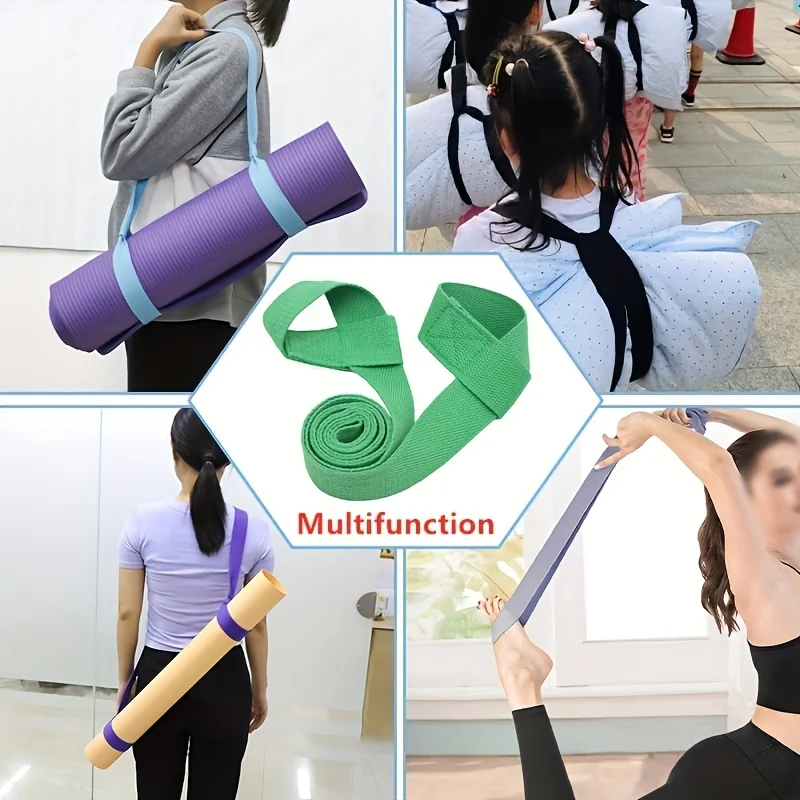 Yoga Straps Exercise Mat Straps Rope Two Way Elastic Yoga Straps Cotton Yoga Mat Strap