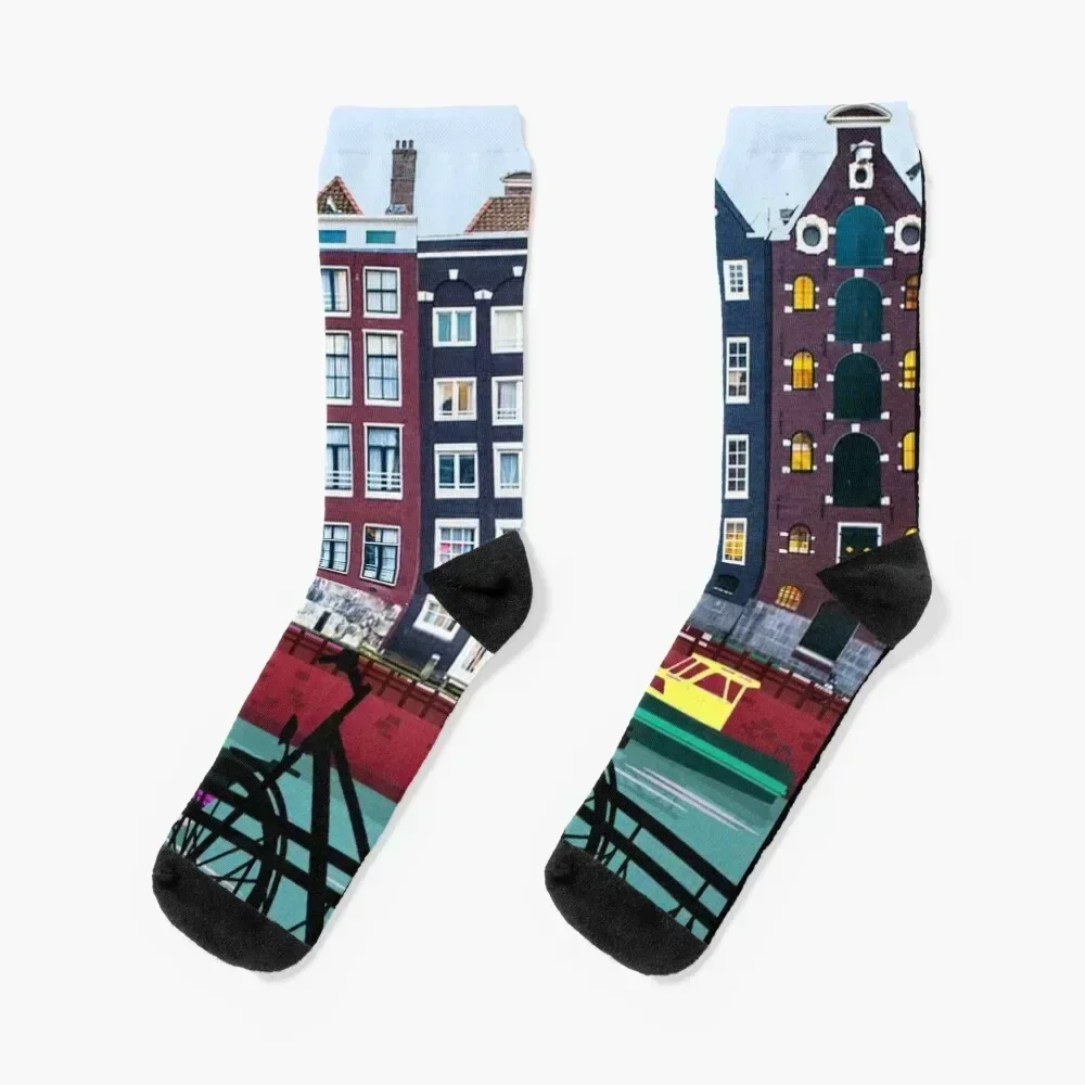 

BICYCLE RIDING; In Amsterdam Holland Print Socks luxe winter thermal men cotton high quality Socks For Women Men's