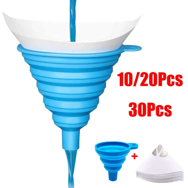 10/20/30Pcs Paint Filter Paper Fine Strainers Micron Sieve Filter Nylon Furniture Machinery Mesh Net with Car Engine Funnel