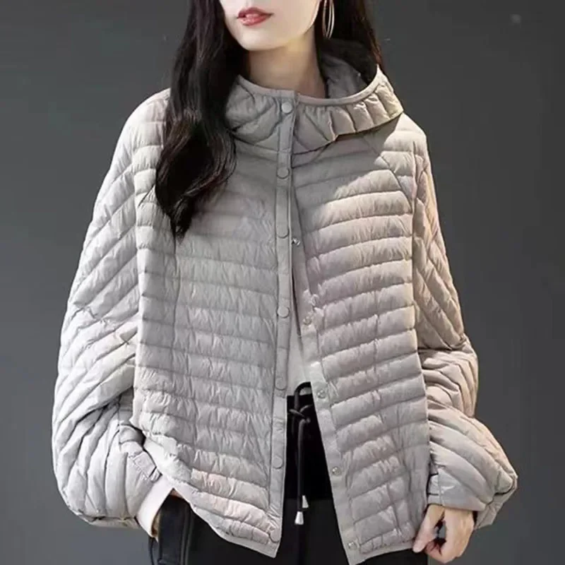 2024 New Autumn Winter Jacket Women Fashion Lightweight Hooded Down Cotton Overcoat Female Loose Casual Warm Parkas Outerwear