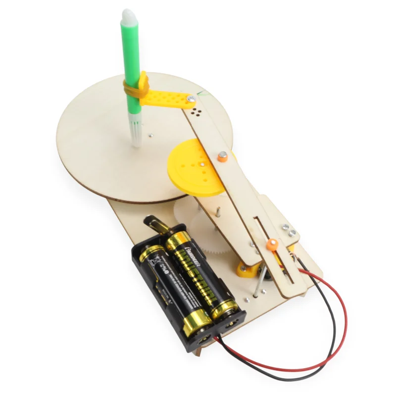 1pcsstem desenho robô kit de madeira plotter automático crianças ciência brinquedo física experimento criativo arte geométrica presente aniversário diy