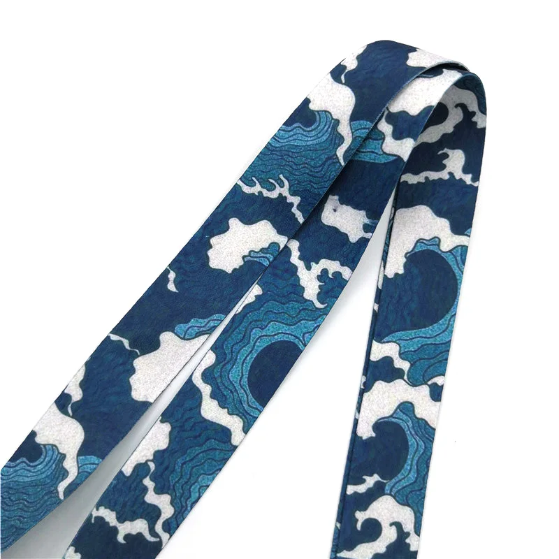 Kanagawa Hokusai Waves Wristlet hand Neck Strap Lanyards ID badge card holder keychain Mobile Phone Strap Gift Ribbons webbing
