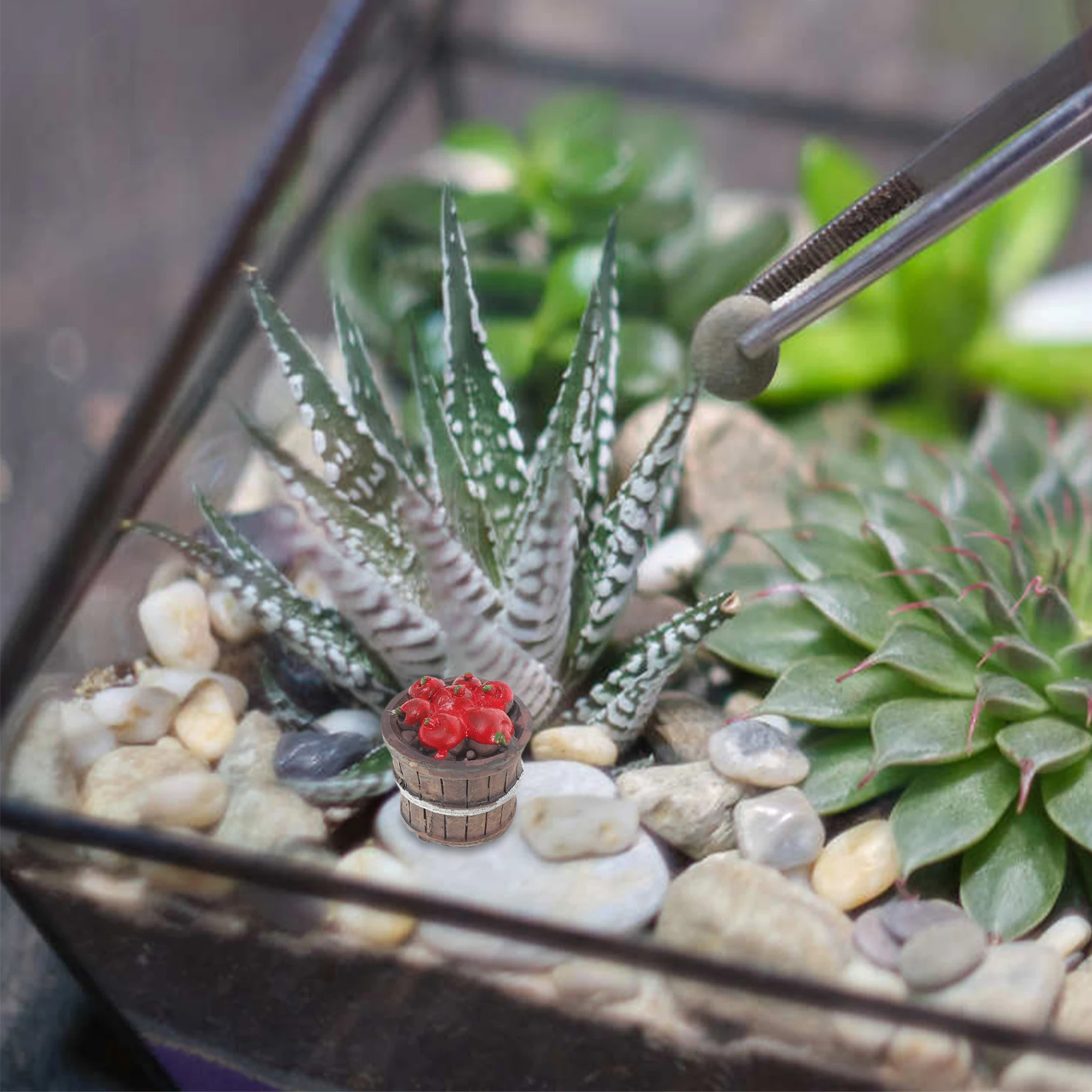 

Micro Landscape Ornament Garden Bonsai Model Decor Faux Plant Mini House Decoration Adornments Fake Artificial Plants