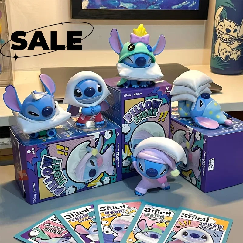 

Original Genuine Disney Stitch Pillow Fight Series Blind Box Trendy Cute Stitch Doll Anime Figures Desk Ornament Birthday Gifts