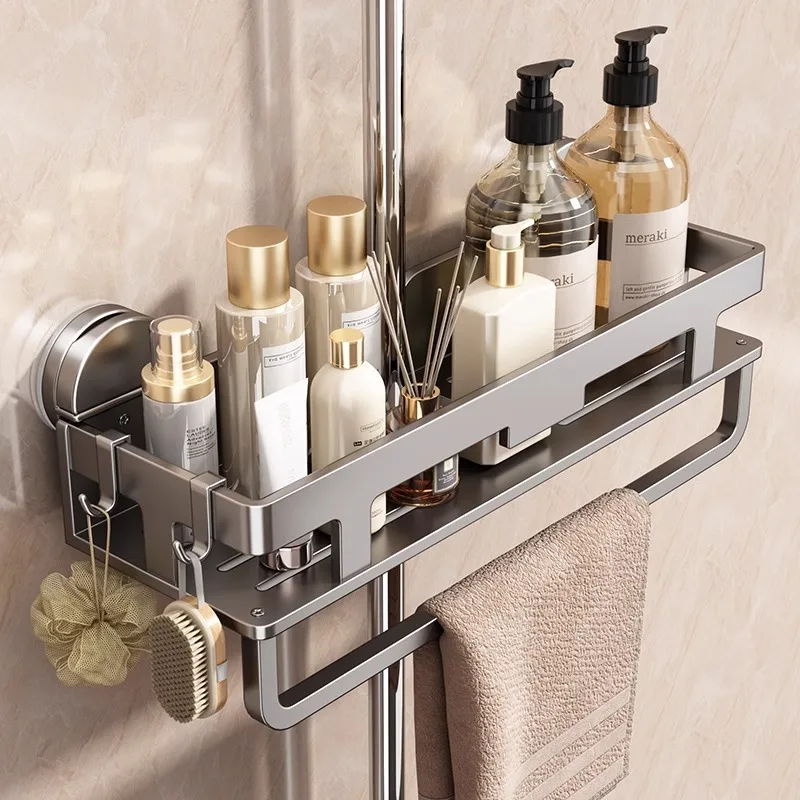 

Aluminum Suction Cup Bathroom Shower Shelf Shower Caddy Shower Storage Holder Rack Organizer Shampoo Tray Stand No Drilling