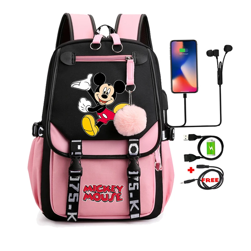 

MINISO Minnie Mickey Backpack for Girl Boy School Bag for Teenager Laptop Back Pack Women Rucksack Cartoon Anime Backpack