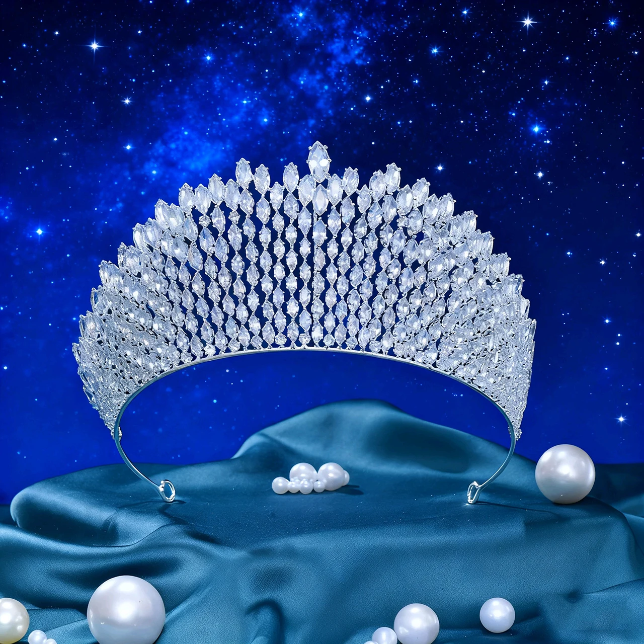 

Elegant Zircon Crown Headpiece High-End Royal Bridal Hair Accessory for Wedding Birthday Fashion Show Hair Decoration