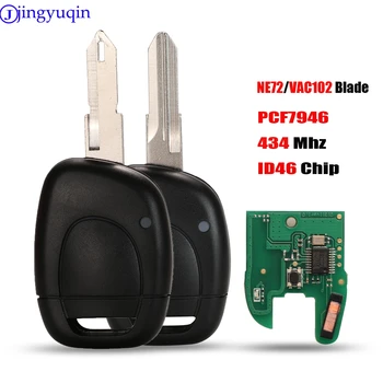 jingyuqin 1 Bouton voiture Télécommande clé pour Renault Master Kangoo Clio Twingo VAC102 Lame PCF7946 ID46 Chip 433MHZ