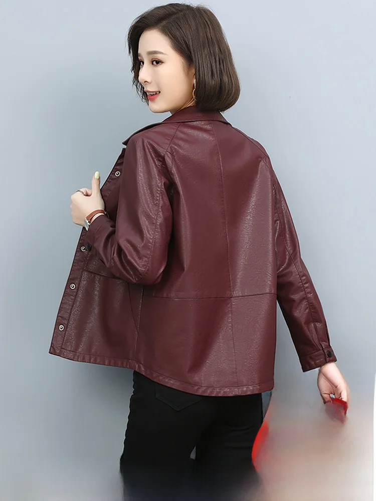 Giacca Corta in Pelle di Agnello da Donna, Stile Casual, Nuova Versione Coreana Primavera-Autunno, Taglia Piccola, Giacca in Vera Pelle