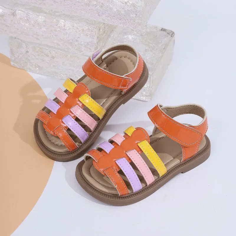 Summer Children Sandals Flat Gladiator Style Open Toe Kids Casual Beach Shoes Leisure Boys Girls Leather Sandals 22-30