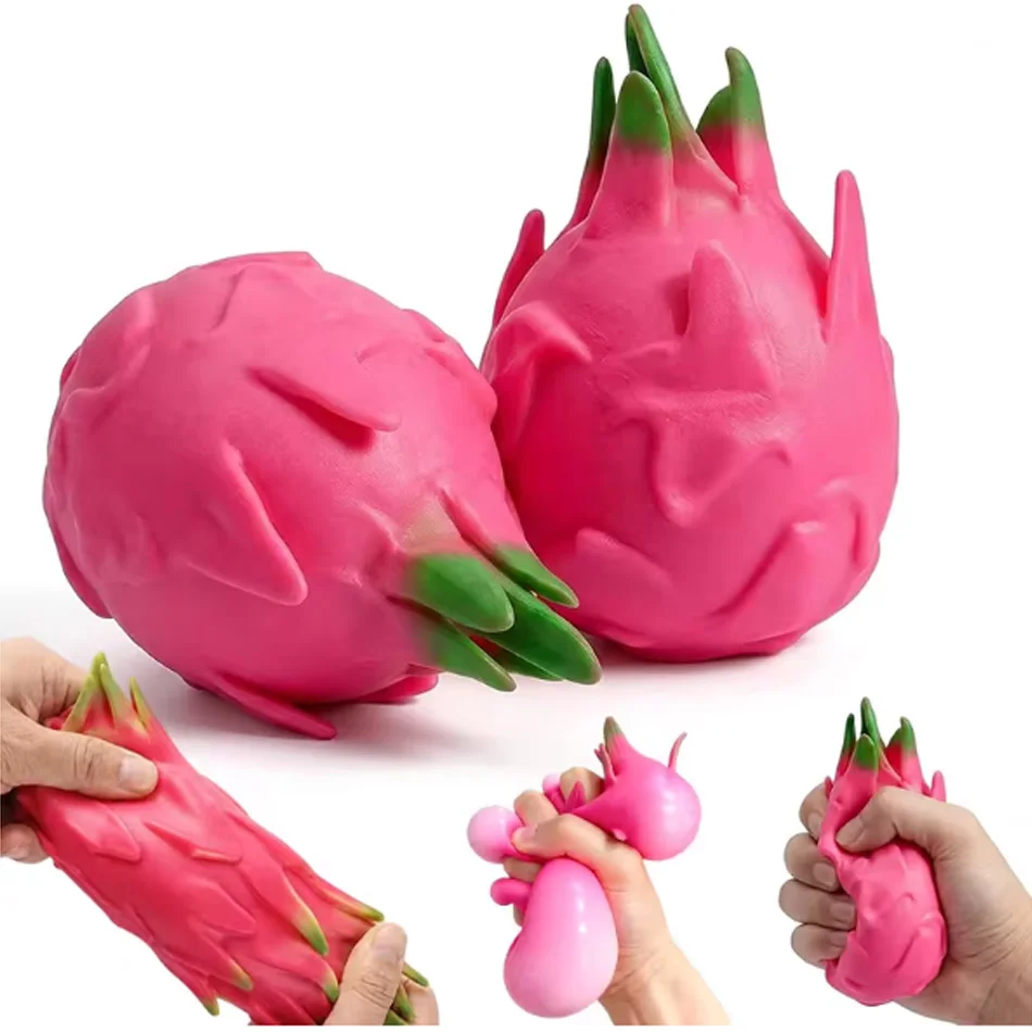 Dragon Fruit Squish Ball Gift Squishy Squeeze Stress Reliever Fidget Sensory Toy Simulation Fruit Food