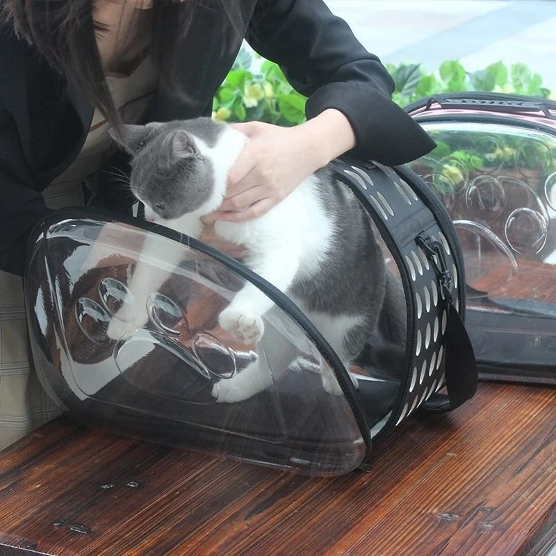 Transparent Folding Pet Carrier Backpack Travel Tote Cat Carrier Bag Outdoor Pet Shoulder bag Pet Dogs Cats Portable Bag