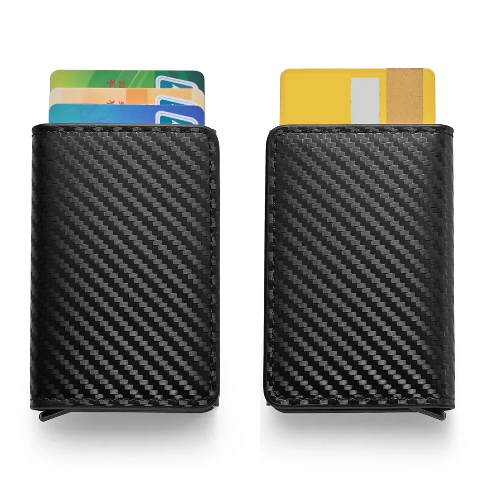 تتفاعل الألومنيوم الرجال المحفظة حامل بطاقة محفظة ألياف الكربون رجال الأعمال سليم رقيقة الذكية المحفظة حامل بطاقة الائتمان ملاحظة حامل #2