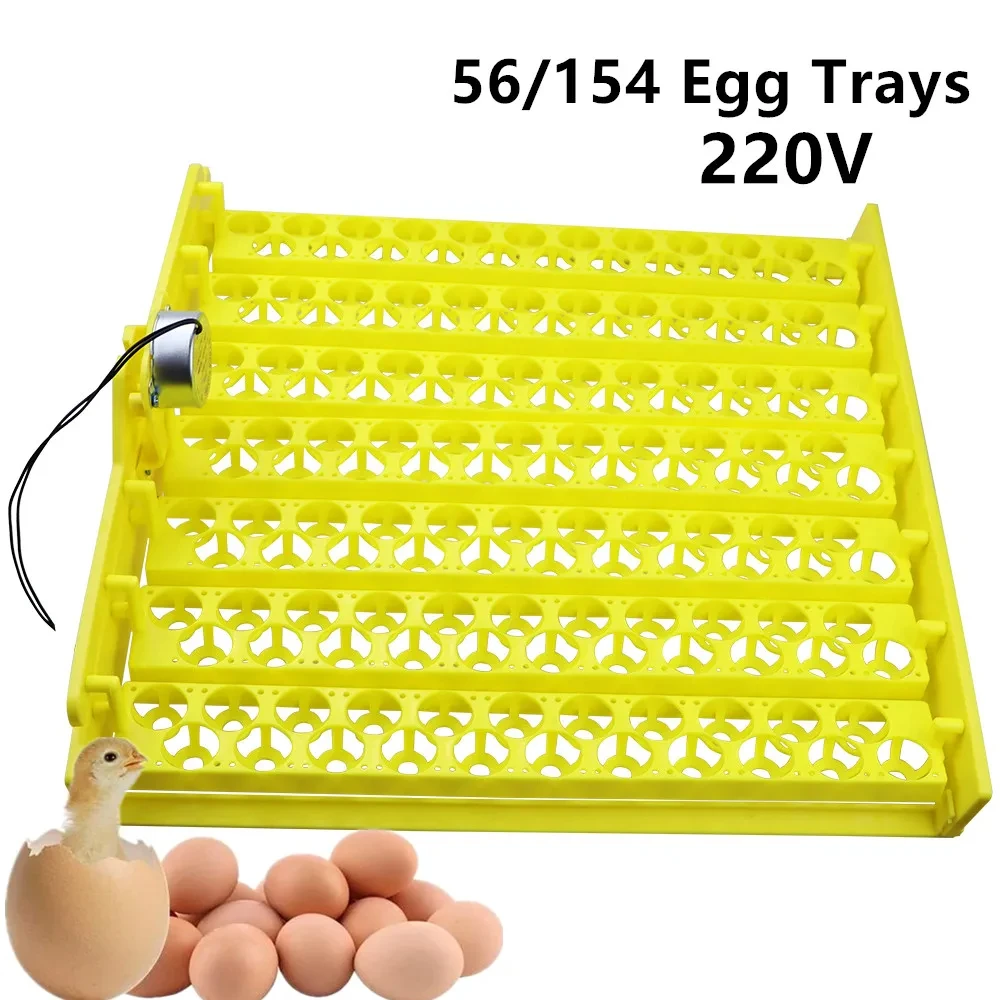 56 154 Egg Incubator Automatic Turning Tray Bird Eggs Duck Chicken Eggs Hatching Machine 220V Poultry Incubator Trays Turn Motor