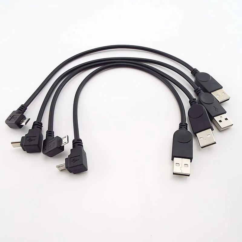 

27cm Up Down Left Right Angled 90 Degree Micro USB Male To Male Data Charge Connector Cable Adapter For Tablet Cell Phone