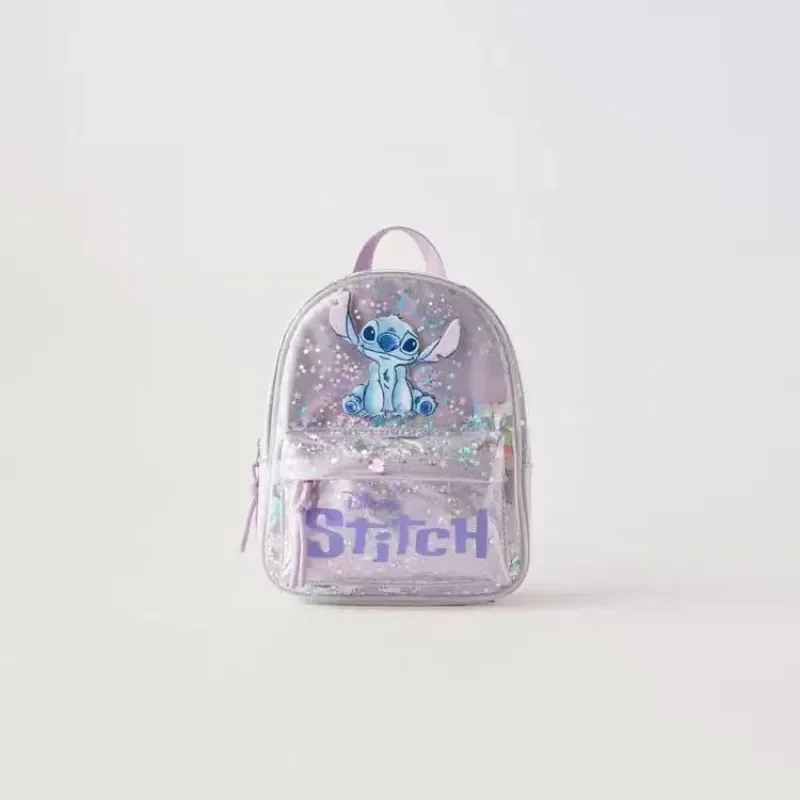 Disney Girls Backpacks Stitch Baby Kawaii Bags Print Sequin Travel Storage Modne tornistry Przedszkole Mini plecak