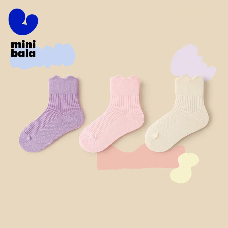 Mini Bala Unisex Kinder Frühlingsversion Baumwolle-elastische und atmungsaktive Socken Babysocken mit niedlichem Design