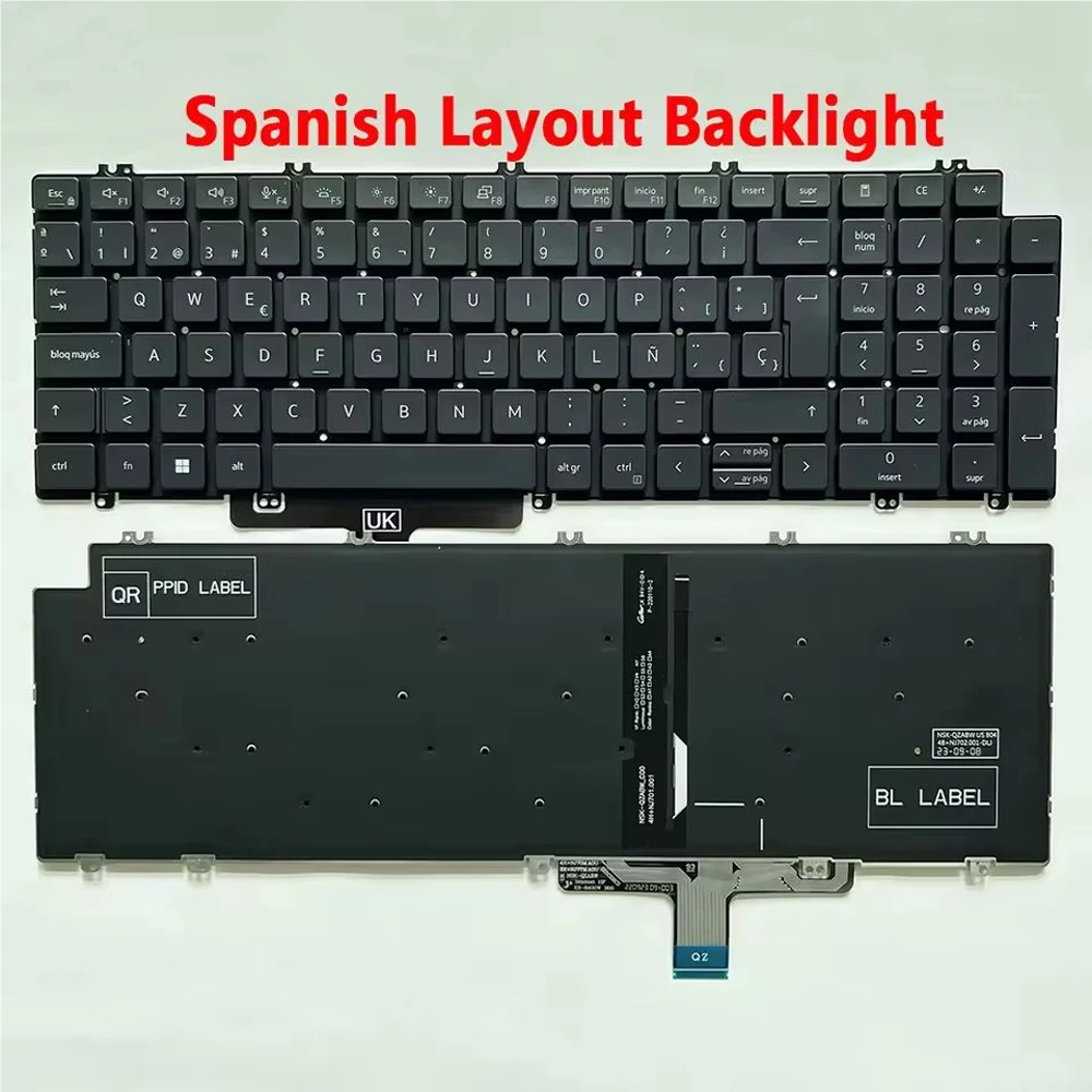 Teclado retroiluminado para ordenador portátil con diseño XIN-Spanish-FR para DELL Precision 3581 7670 7770 7680 7780