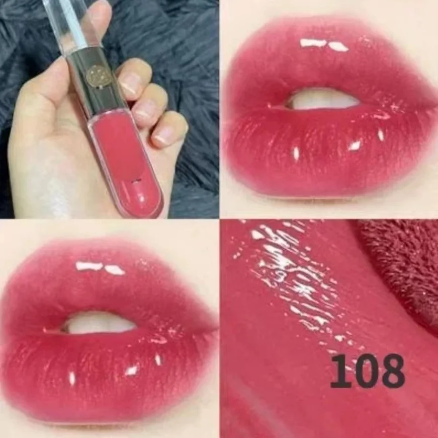 Double Head lip oil Lip Glaze rossetti Non sbiaditi trucco Gloss Milk Tea Bean Paste trasparente Maquillajes Para Mujer