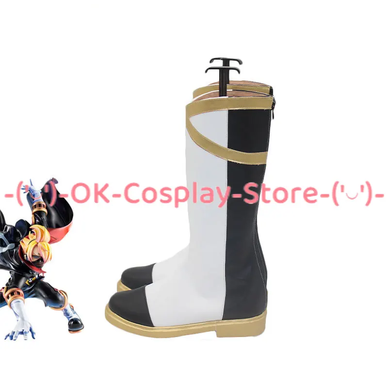 Germa 66 Sanji Cosplay Sapatos, Botas De Carnaval De Halloween, Prop Anime PU Sapatos de couro, Custom Made