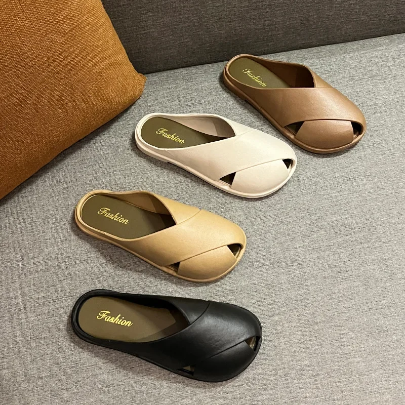 

2025 New Summer Fashionable Versatile Women's Slippers Half-Dragged Weed Style Soft Sole Comfortable For Outdoor Wear