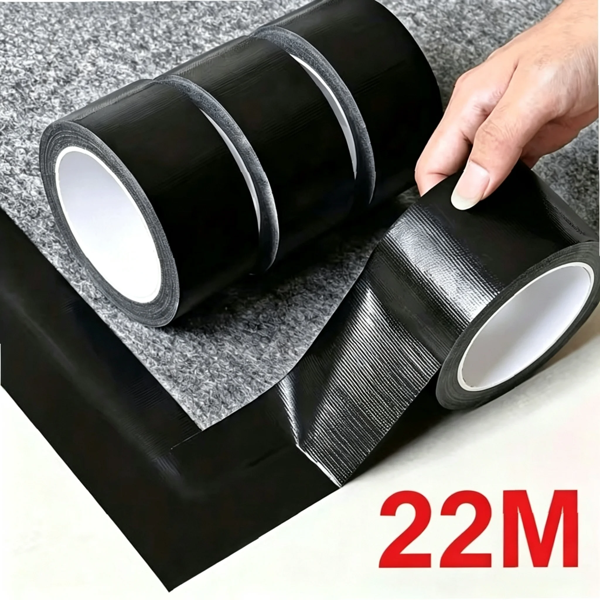 Heavy Duty 11m Duct Tape, Multi-Purpose Rug Floor Repair, UV Resistant, No Residue, Indoor Outdoor, Black Blue Stripe