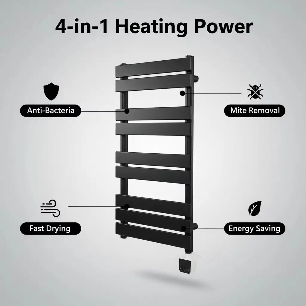 Electric Towel Rack, Bathroom Heater Drying Rack, Smart Towel Holder for Home, 2 in 1 Towel Warmer and Storage Shelf