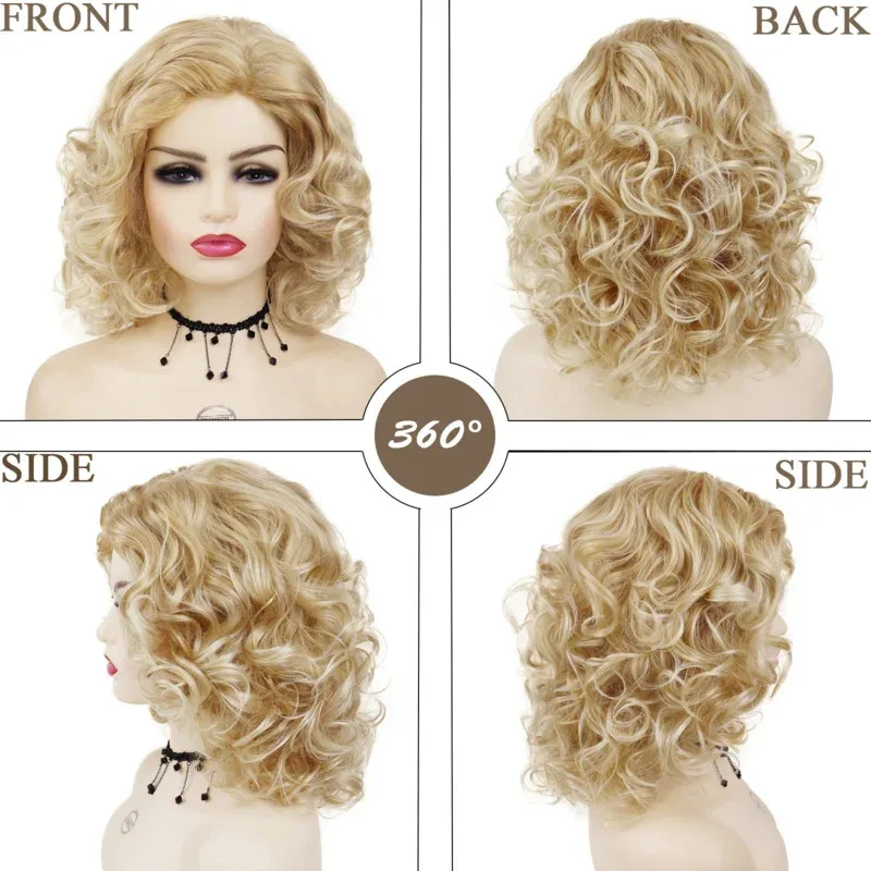 

ff34GNIMEGIL Short Synthetic Wigs for Women Blonde with Bangs Natural Curly Hair Cosplay Costume 1OC84WK4 Lady Wig Dolly Par
