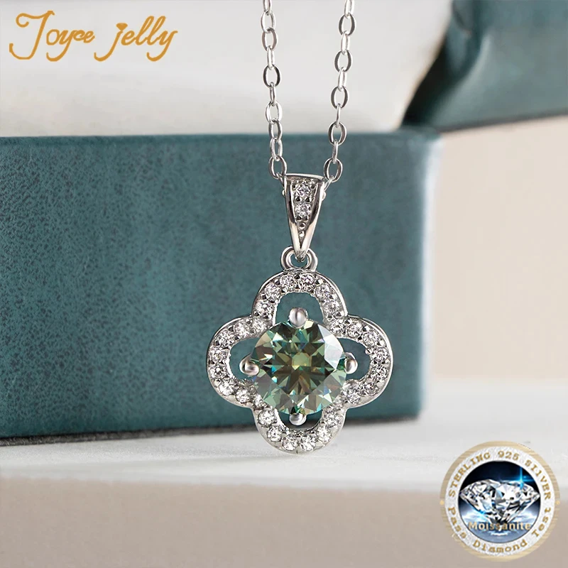 JoyceJelly 1 karatowy prawdziwy Moissanite naszyjnik dla kobiet D kolor 925 srebro Fine Jewelry damski łańcuszek do obojczyka