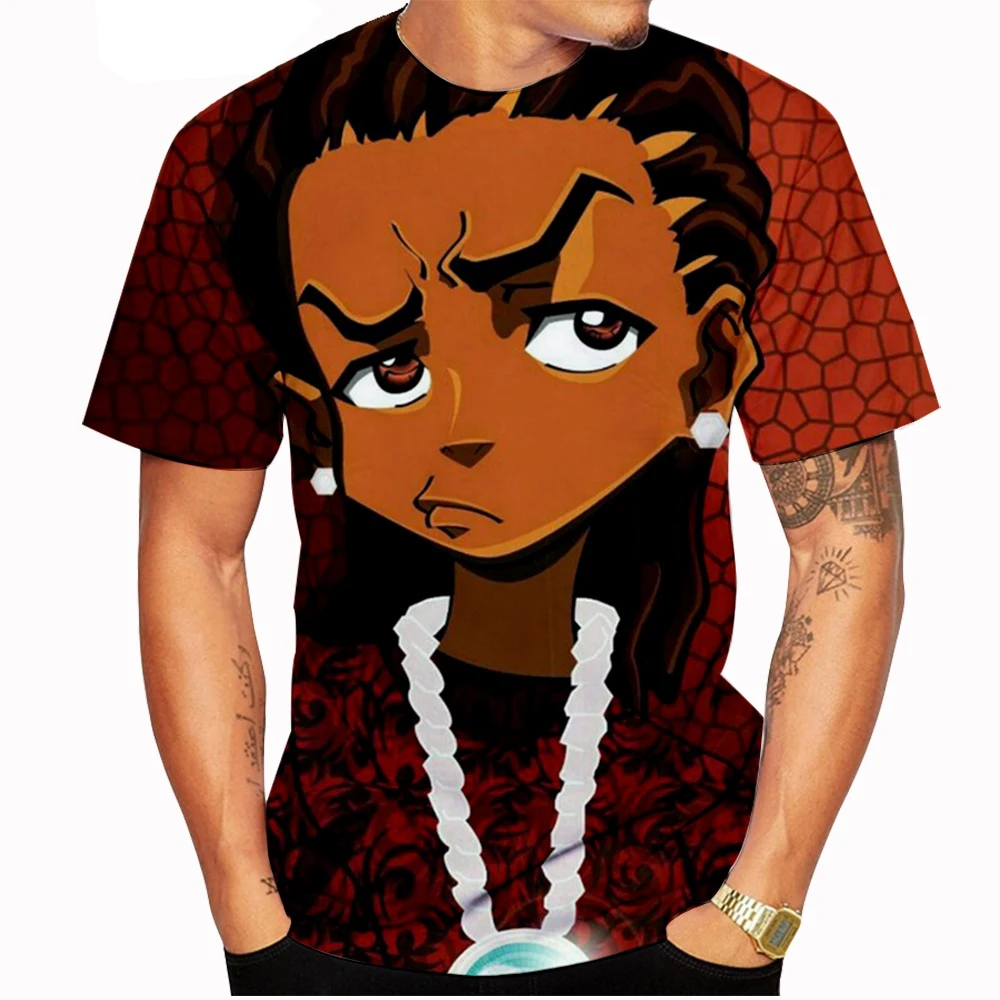 Summer new unisex fashion short-sleeved T-shirt Craig Smokey x Boondocks Huey Riley 3D printed casual T-shirt Kids Tops 100-6XL