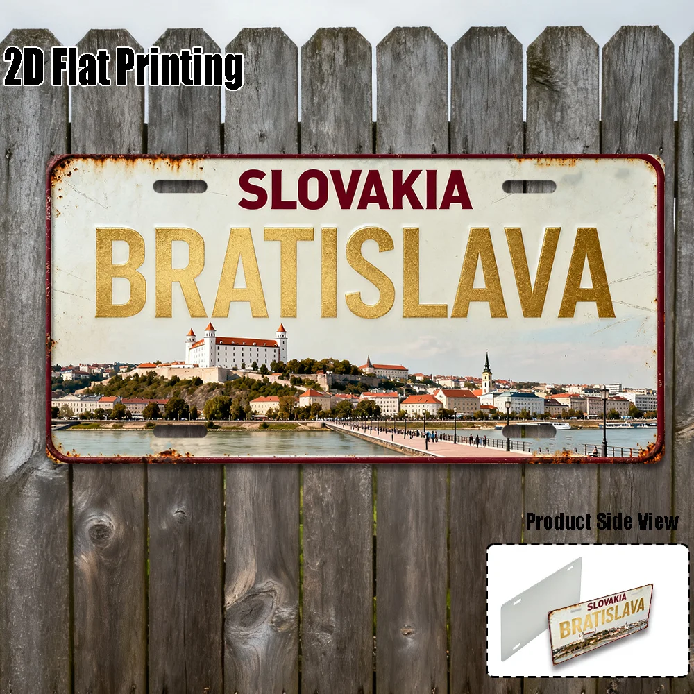 2D Flat,1pc, Vintage Sign, Solely for Decoration, Yard Signs & Wall Art , Bratislava Sign, Slovak Urban Style Decor