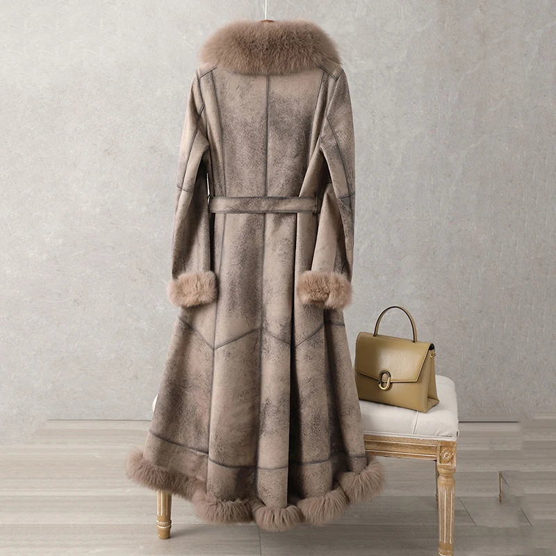 Women Winter Imitation Fur Coat Fur One Jacket Female Parka Mid-Length Fox Fur Collar Rabbit Fur Slim Lady Outerwear Oversize5XL