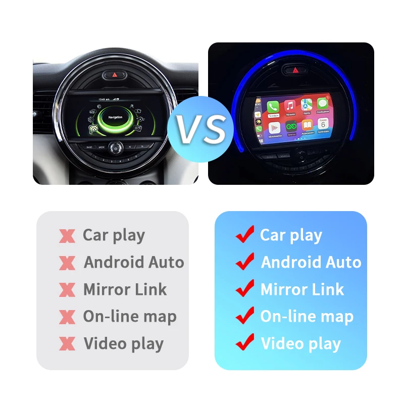 Bezprzewodowy Android Auto Apple CarPlay dla Mini R55 R56 R57 R58 R59 R60 R61 F54 F55 Clubman Countryman Hardtop John Cooper F56 F57