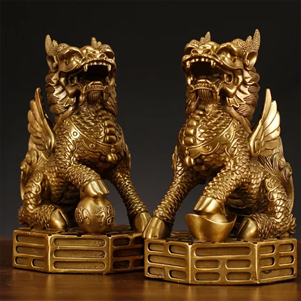 

Креативное украшение Багуа из чистой меди, украшение Qilin для дома, украшение для рабочего стола, металлические поделки, украшения для подарка в гостиную