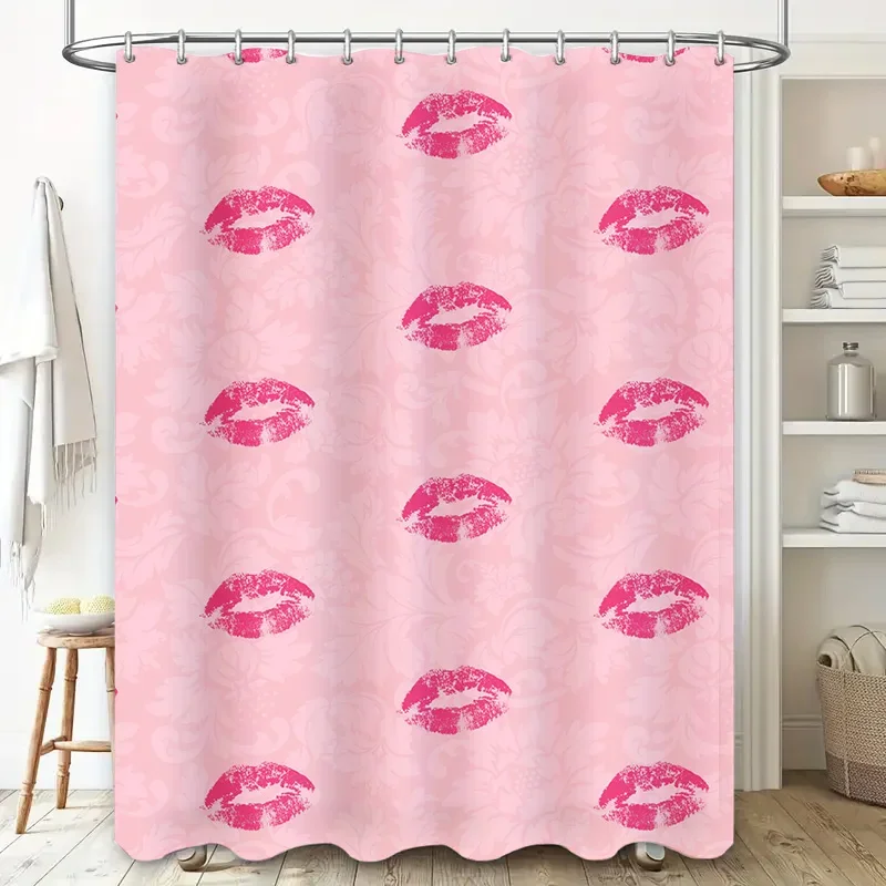 

Занавеска для душа с розовым узором, водонепроницаемые аксессуары для ванной комнаты с домашним декором