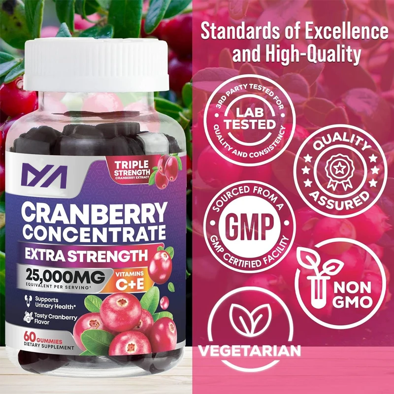 

Cranberry gummies - Urinary Health gummies+Vitamin C - Non GMO, gluten free -60 gummies