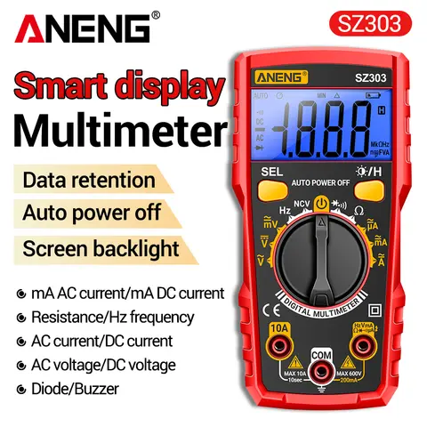 Smart Digital Multimeter Tester ANENG SZ303 Professional AC/DC Voltage Current Electrical Data Retention High Precision Detector