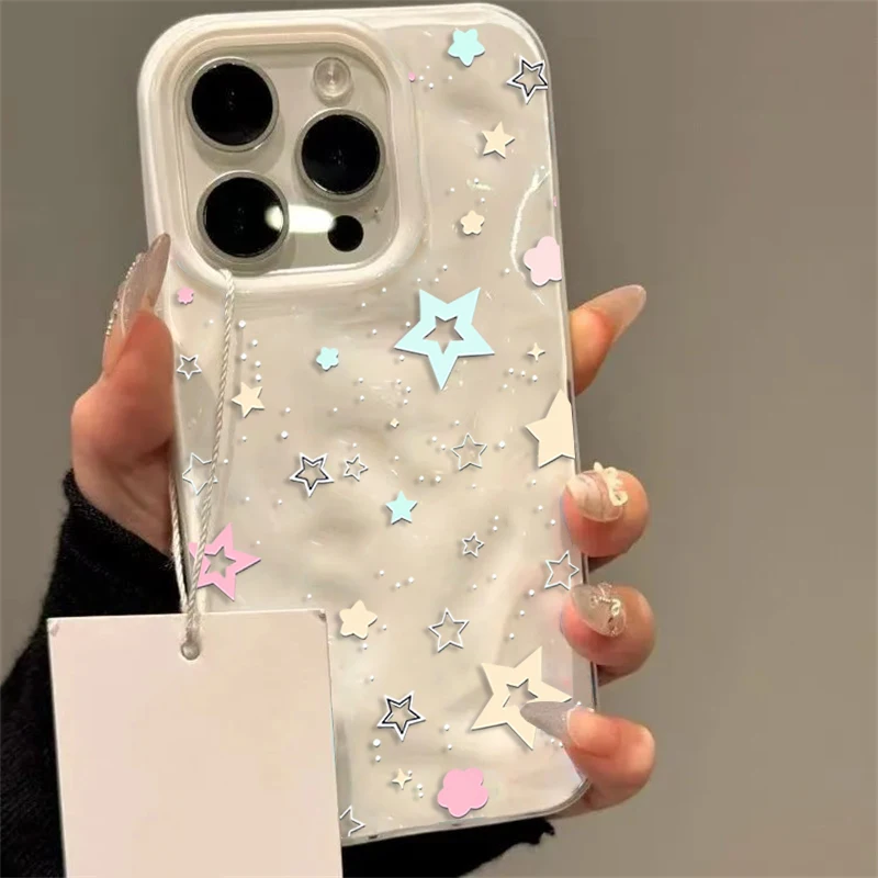 Koreanische INS Star Kreativ-Handyhülle für iPhone 17 16 15 11 14 13 12 Pro Max Plus 17Air Falten-Wellen-Design Weiche Silikon-TPU-Schutzhülle – Detail 4