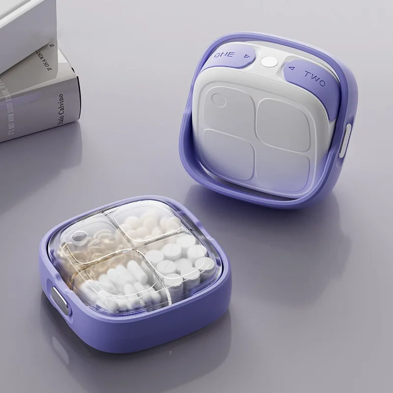 Rotating Pill Box 7 Days Weekly Medicine Separate Organizer Sealed Mini Portable Case for Daily Carry