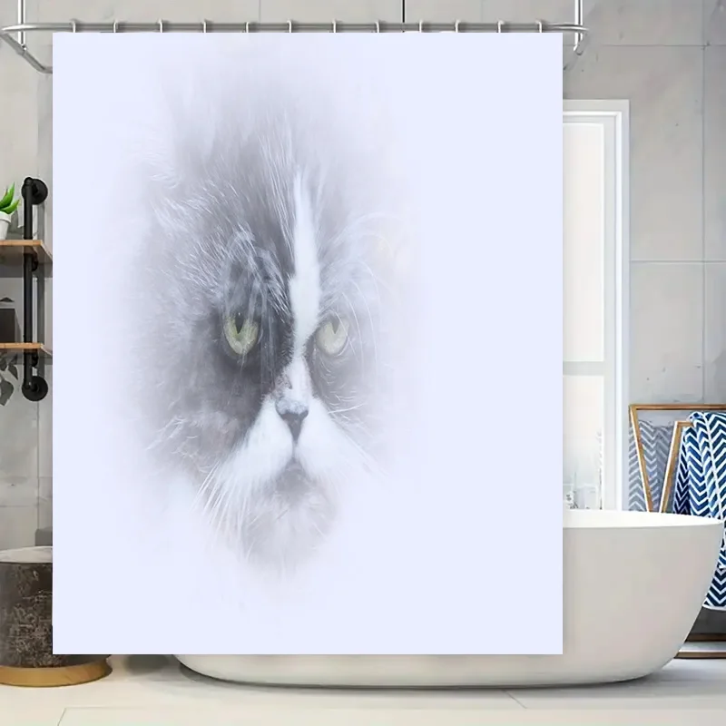 

Whimsical Cat Shower Curtain with Fog Effect Perfect for Bathroom Decor