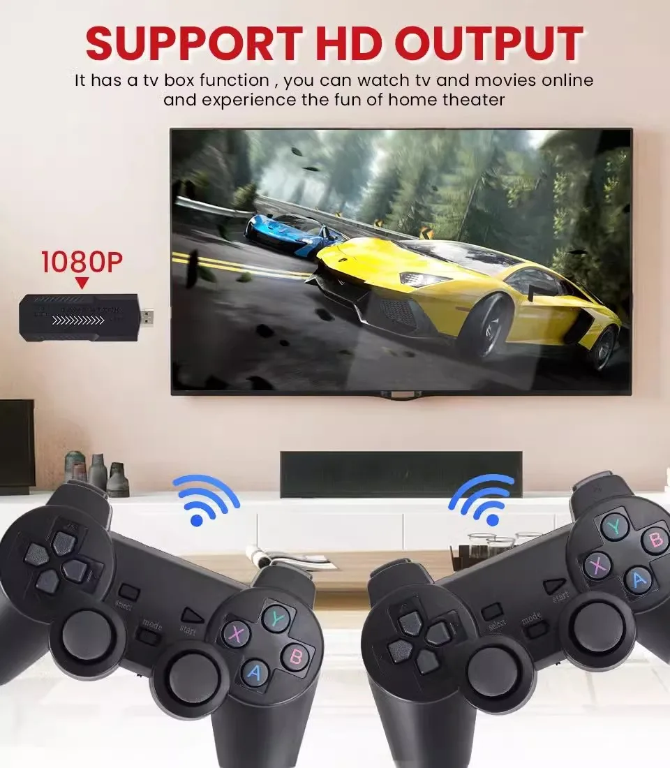 وحدة تحكم ألعاب فيديو تلفزيونية ريترو X2 Plus 4K Game Stick مدمجة في 30000+ ألعاب HD مخرج مشغل ألعاب لاسلكي