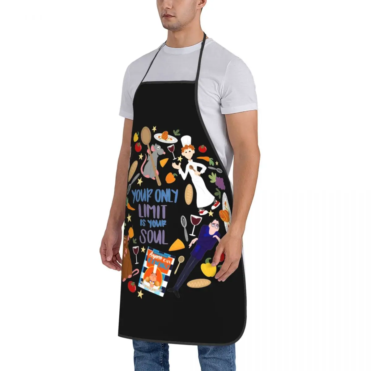 Your Only Limit Is Your Soul Apron Water & Oil Resistant Adjustable Tie Ratatouille Baking Aprons for Women Men Chef